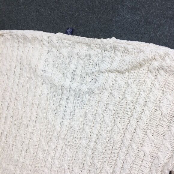 Vintage GAP Sweater Men's L Ivory Cable Knit V Neck Heavy Boxy Hong Kong Aran - Picture 6 of 16